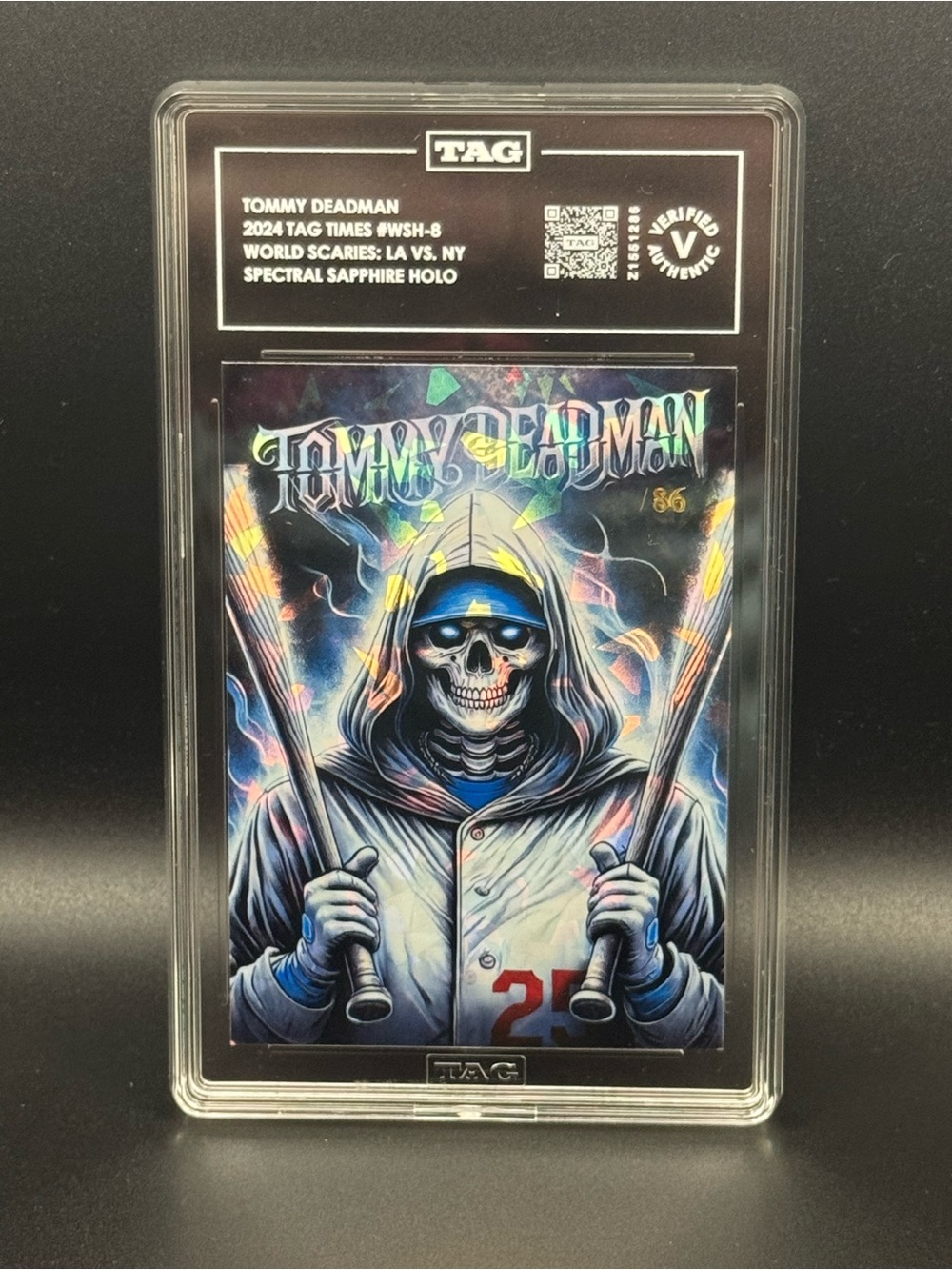 Tag Tommy Deadman Spectral Sapphire Holo Card - Blue, Black, Yellow